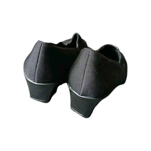 Life Stride Womens 7.5 Black Slip On Low Wedge Dress Heels Shoes Classic Office - Picture 5 of 8